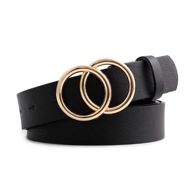 Cinto Feminino Duplo Círculo Versátil para Jeans e Look Casual