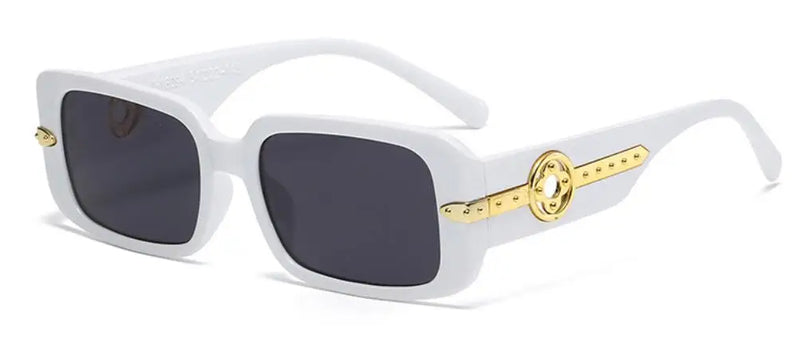 Óculos Classic Black Square – Elegância Atemporal com Detalhe Floral em Metal