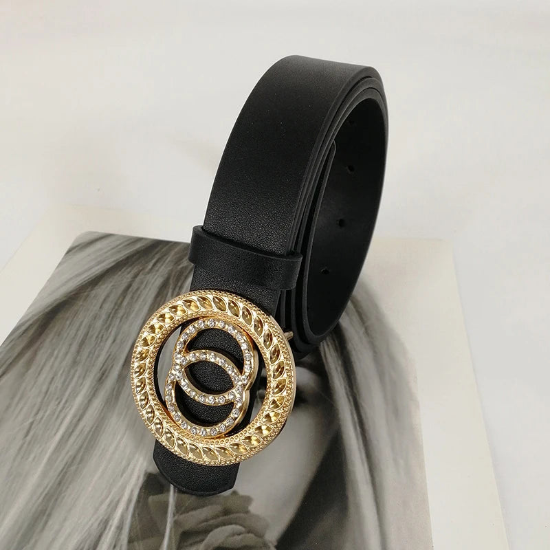 Cinto Feminino Duplo Círculo Versátil para Jeans e Look Casual