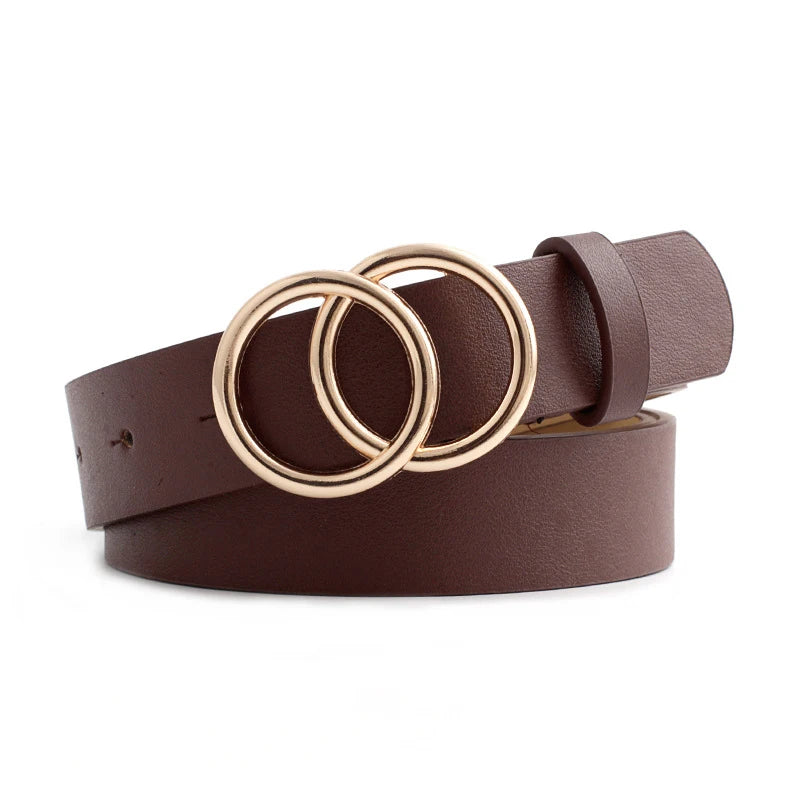 Cinto Feminino Duplo Círculo Versátil para Jeans e Look Casual