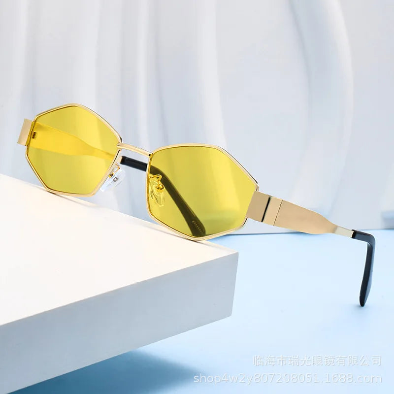 Óculos de Sol Hexágono Fashion Unissex – Luxo e Design Único 2025