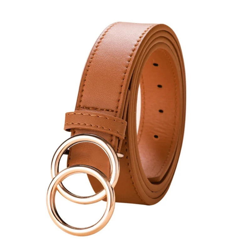 Cinto Feminino Duplo Círculo Versátil para Jeans e Look Casual
